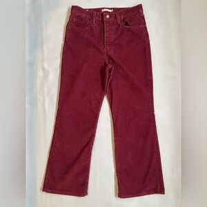 LEVI'S PREMIUM Maroon Ribcage Crop Bootcut Corduroy Pants Women's Size 31